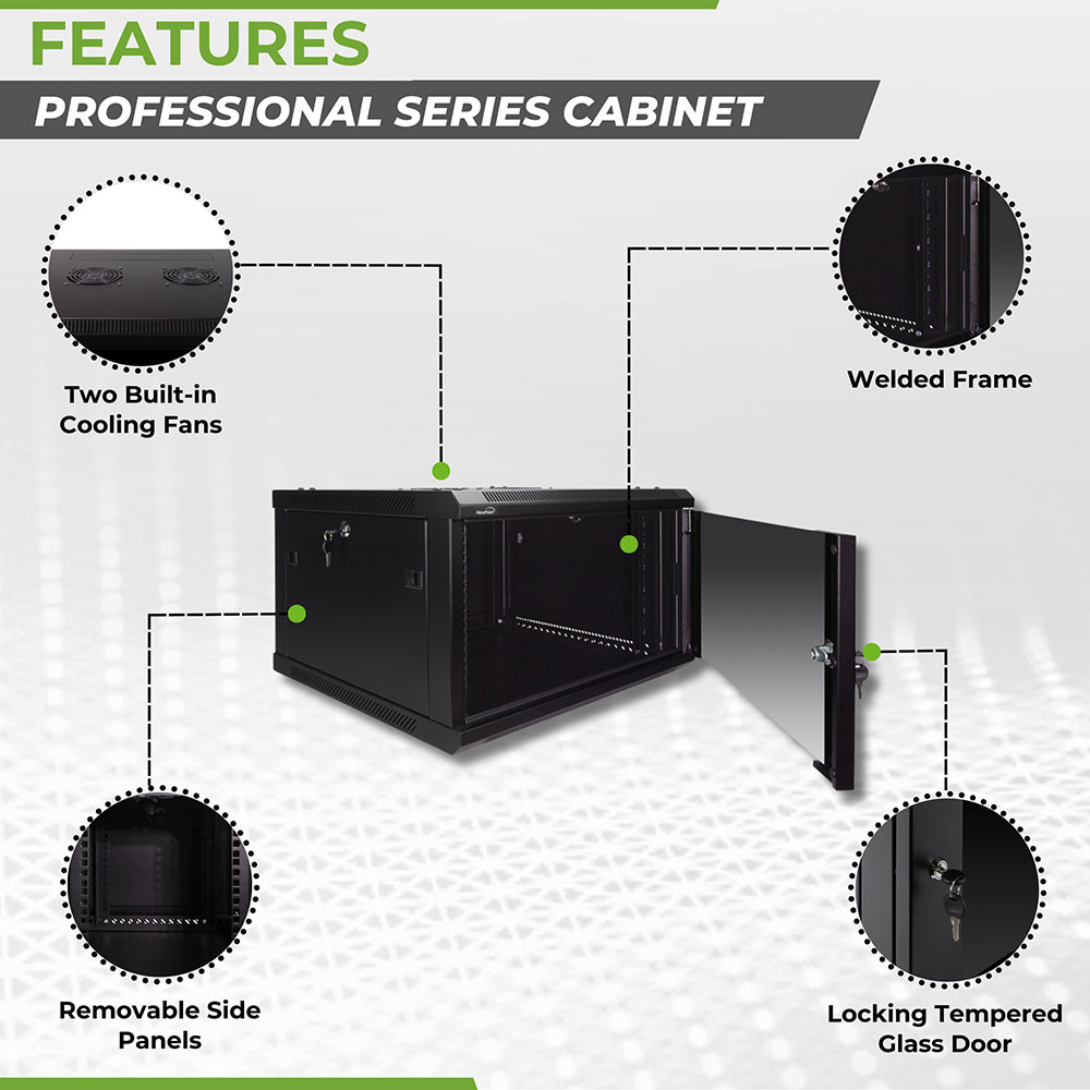 IT Wall Mount Network Server Data Cabinet Rack Glass Door Locking Lock & Key - Picture 9 of 14