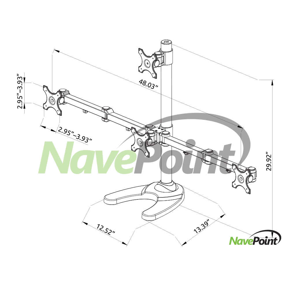 Quad LCD Monitor Stand/Mount Adjustable 4 Pyramid (1 + 3) up to 24" eBay