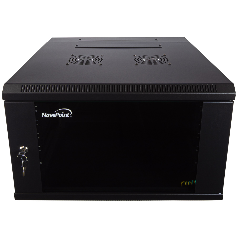 NavePoint Armadio di Rete a Parete per Apparecchiature Informatiche 19", A/V con Porta in Vetro - Foto 2 di 17