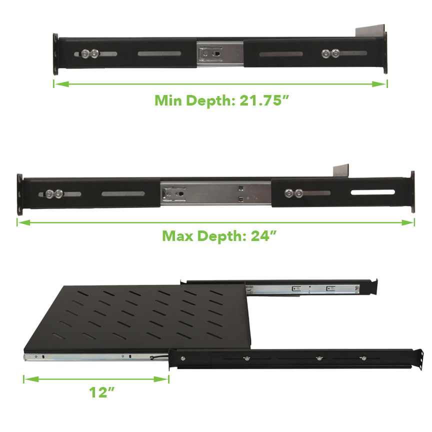 NavePoint 1U Sliding Shelves for 4-Post Racks 19-inch Standard - Parent - Picture 7 of 12