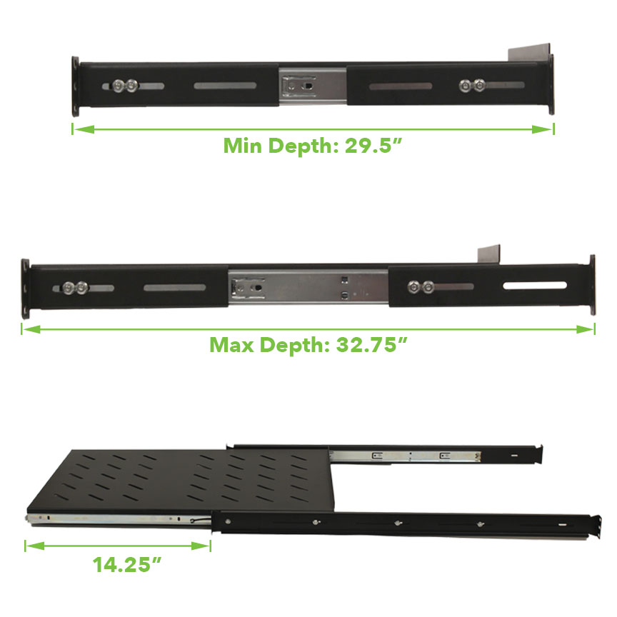 NavePoint 1U Sliding Shelves for 4-Post Racks 19-inch Standard - Parent - Picture 11 of 12