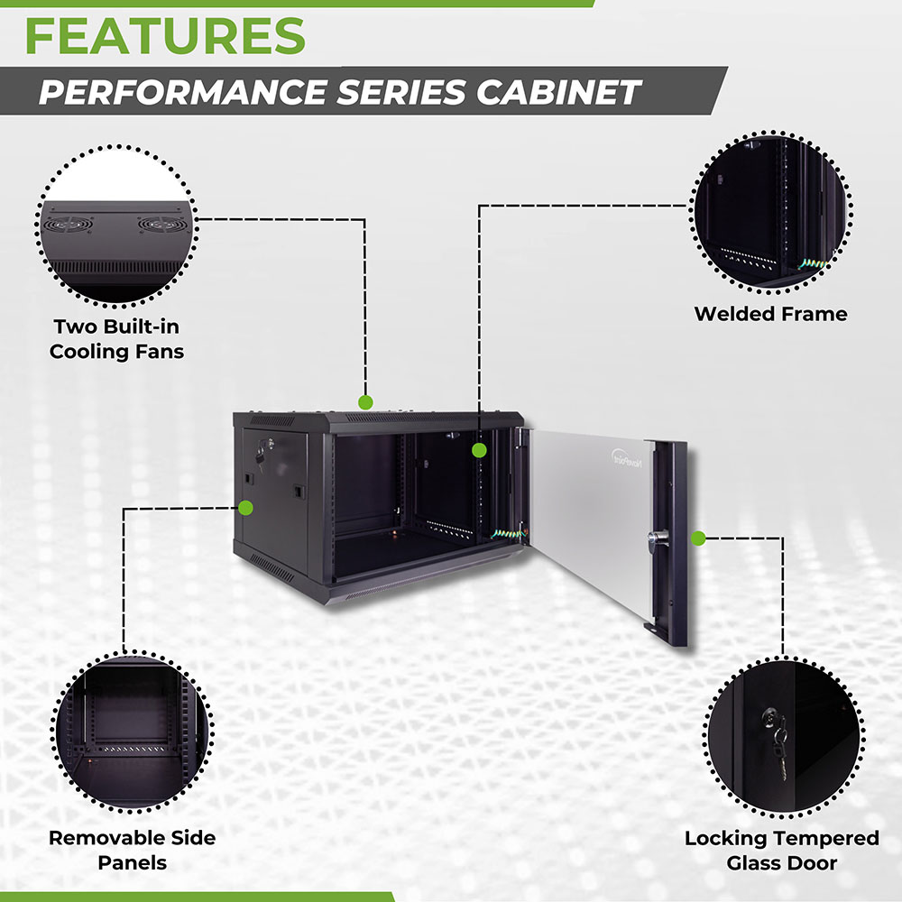 NavePoint Wall Mount Network Server Cabinet for 19” IT Equipment, A/V, Lockable - Picture 9 of 14