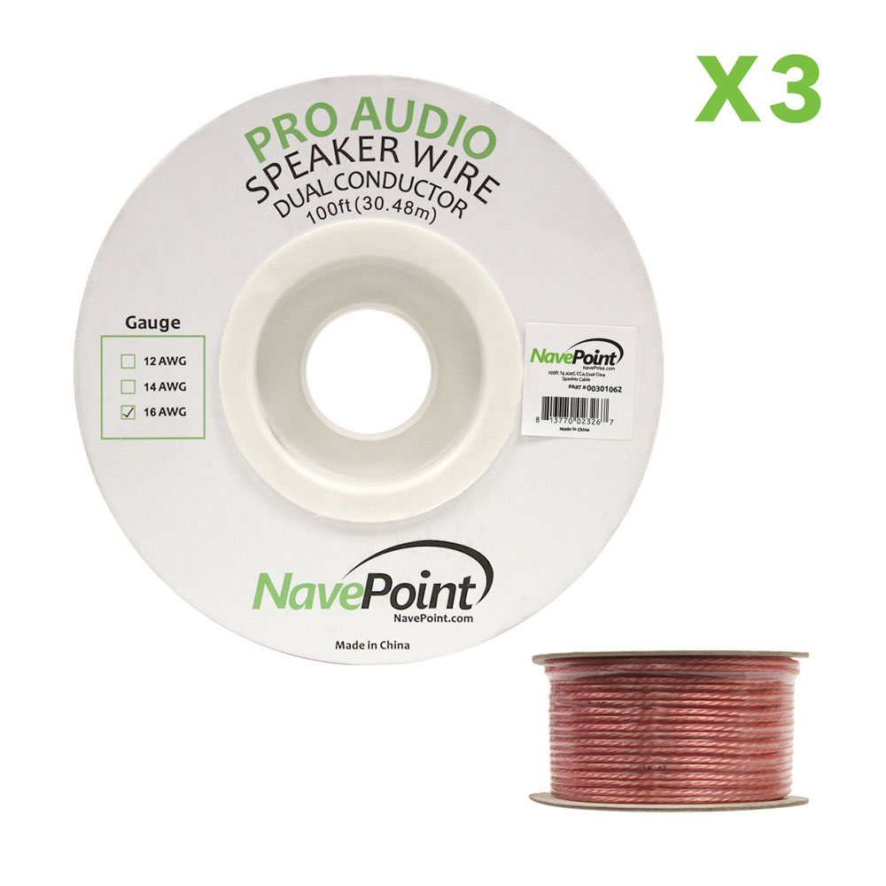 100ft In Wall Audio Speaker Cable Wire CL2 16/2 AWG Gauge 2 Conductor Bulk X 3 - Picture 2 of 4
