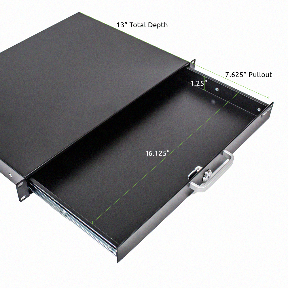 Server Cabinet Case 19" Rack Mount DJ Locking Lockable Deep Drawer with Key - Picture 9 of 10