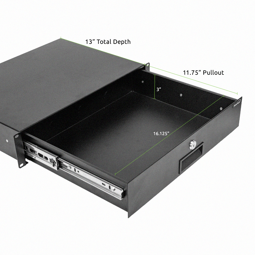 Server Cabinet Case 19" Rack Mount DJ Locking Lockable Deep Drawer with Key - Picture 3 of 10