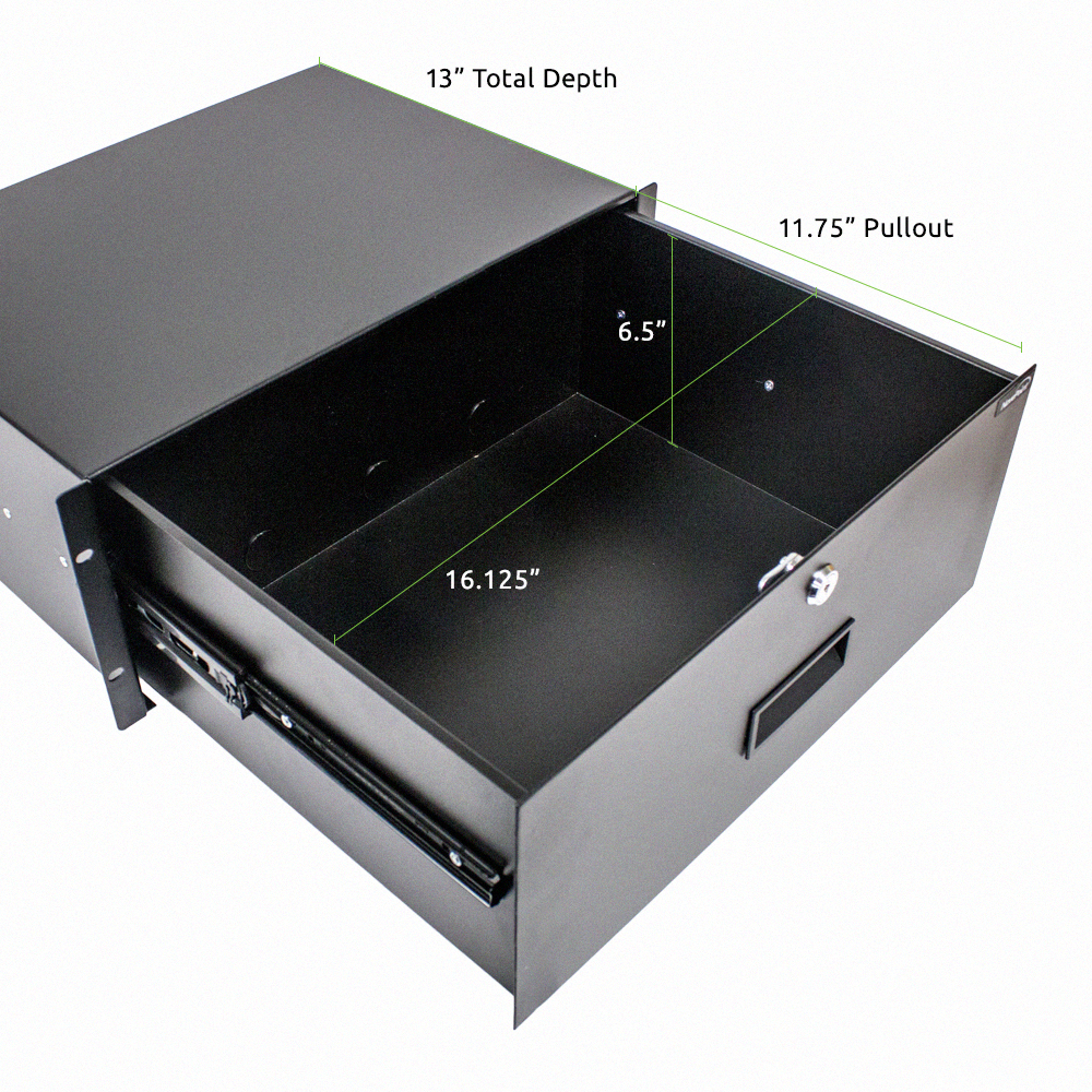Server Cabinet Case 19" Rack Mount DJ Locking Lockable Deep Drawer with Key - Picture 6 of 10