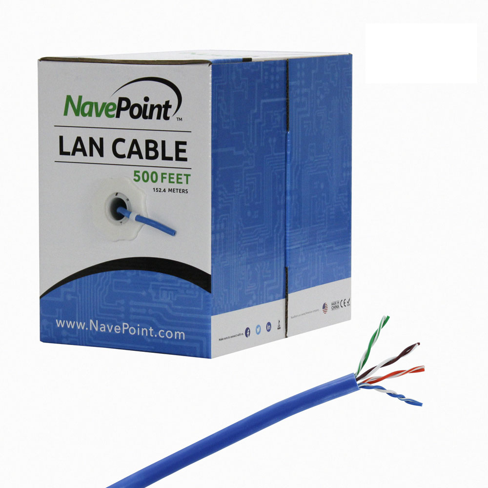 CAT5e 500FT UTP Cable Solid 24AWG Blue Ethernet LAN Bulk Wire CAT5 RJ45 10-pack