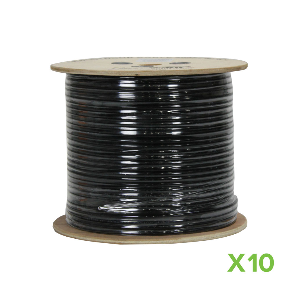 Pack de 10 CAT6 500FT UTP cuivre massif enterrement direct extérieur LDPE 23AWG noir - Photo 2/4