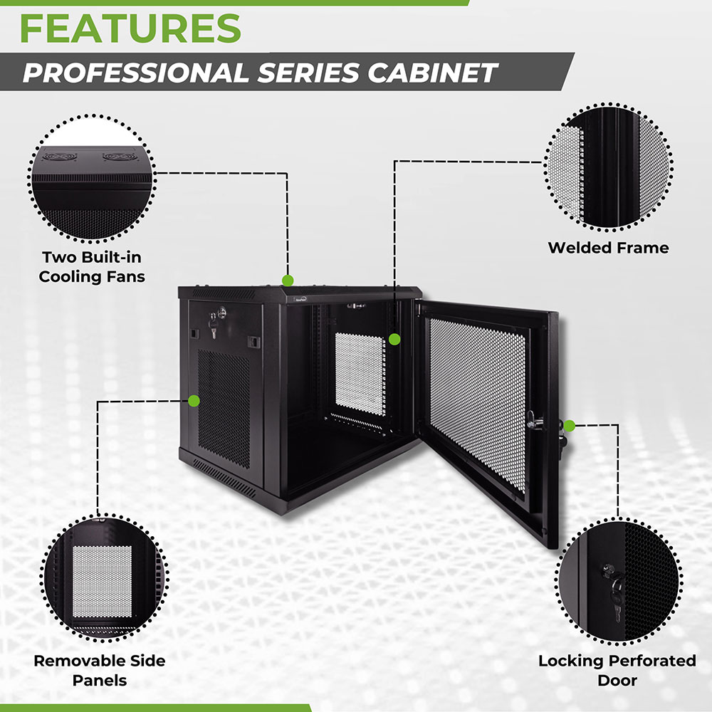 NavePoint Wall Mount Network Cabinet for 19” IT Equipment, A/V Gears, - Picture 9 of 13