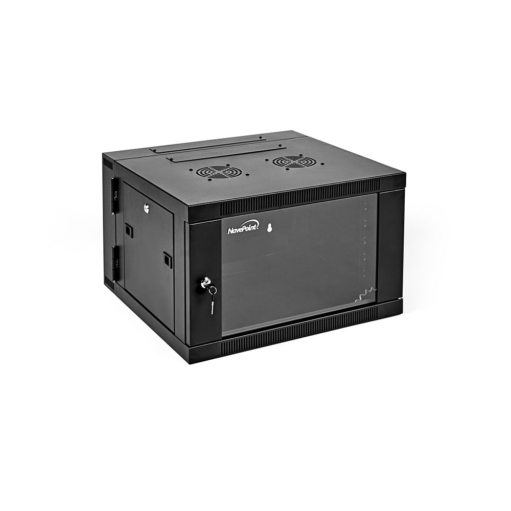 NavePoint Wall-Mount Network Cabinet for 19" IT Equipment, A/V with Glass Door - Picture 2 of 18