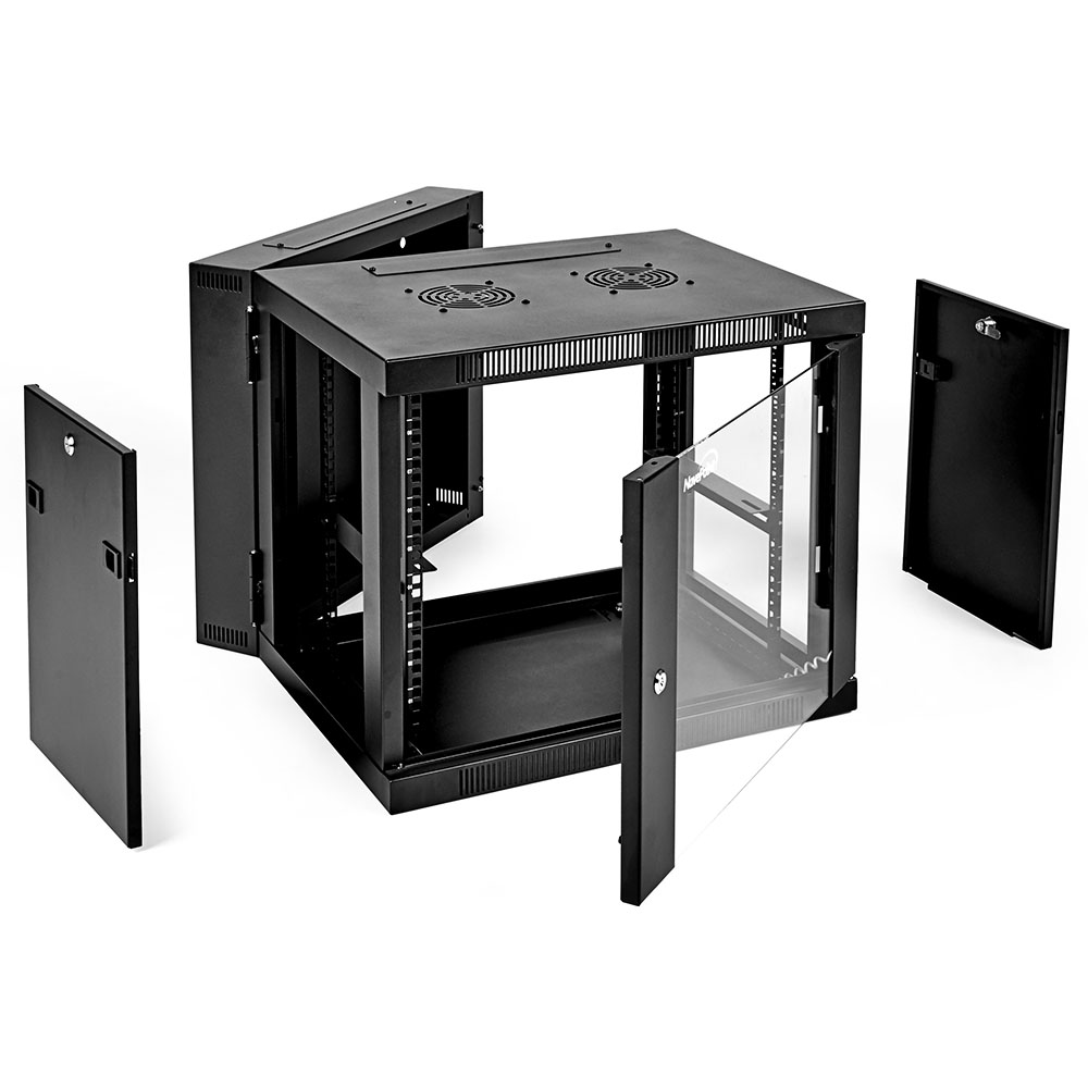 NavePoint Armadio di Rete a Parete per Apparecchiature Informatiche 19", A/V con Porta in Vetro - Foto 11 di 17
